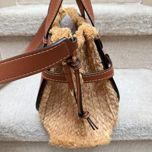 Loewe Dual Gate Satchel in Raffia & Brown Leather - Picture 8 of 8